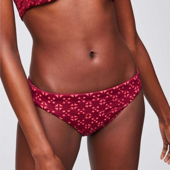 LOFT Red Beach Perforated Hipster Bikini Bottom - Picture 1 of 8